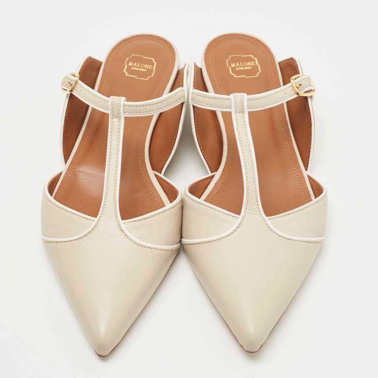 Pre Owned Malone Souliers Grey Leather Imogen Mule Size 38