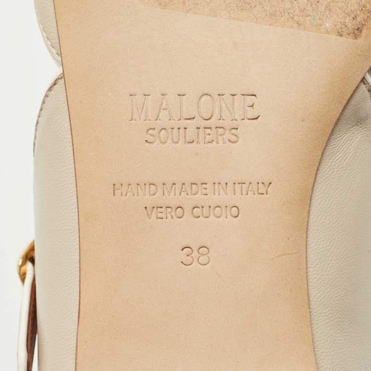 Pre Owned Malone Souliers Grey Leather Imogen Mule Size 38