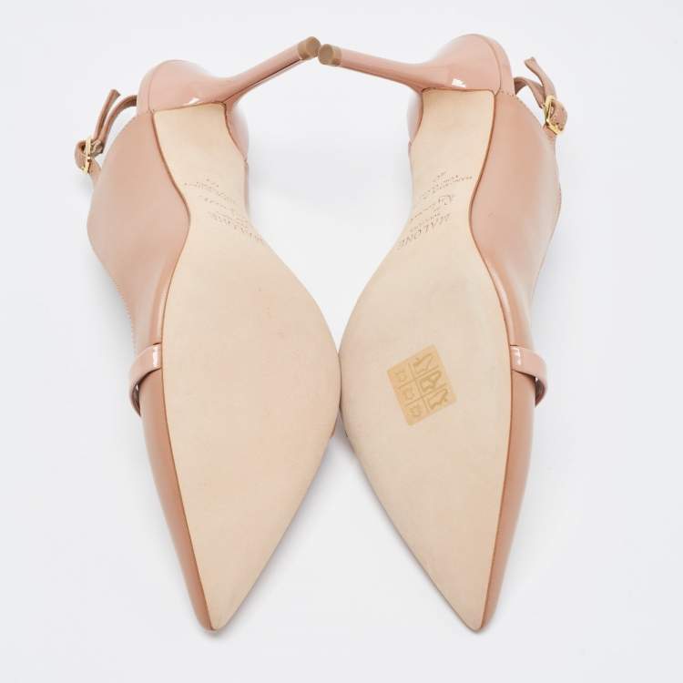 Pre Owned Malone Souliers Beige Leather Mario Pointed Toe Slingback Pumps Size 40