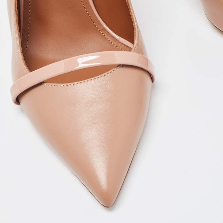 Pre Owned Malone Souliers Beige Leather Mario Pointed Toe Slingback Pumps Size 40