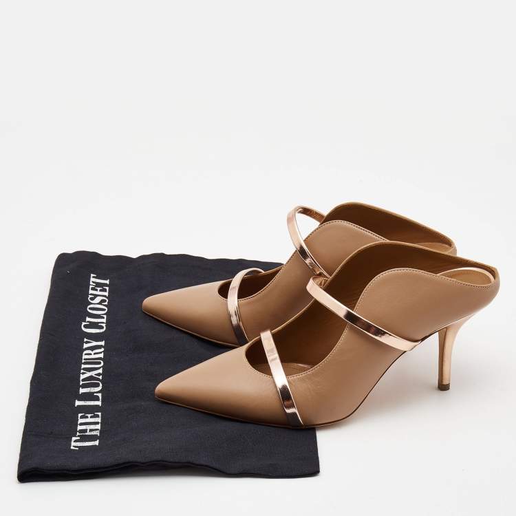 Pre Owned Malone Souliers Beige Leather Maureen Mules Size 38