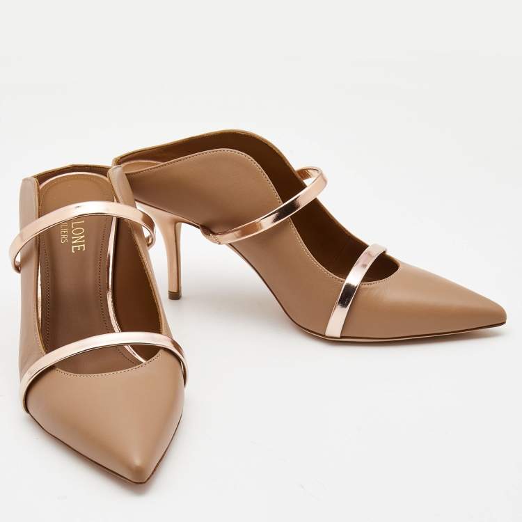 Pre Owned Malone Souliers Beige Leather Maureen Mules Size 38