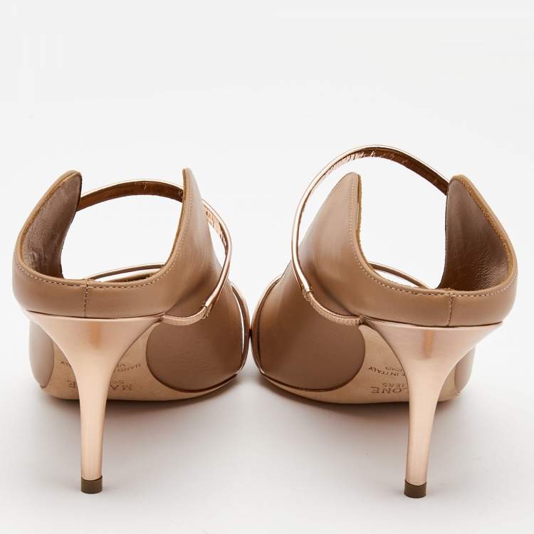 Pre Owned Malone Souliers Beige Leather Maureen Mules Size 38