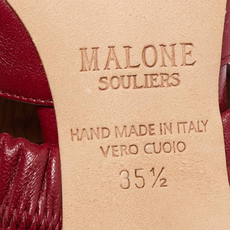 Pre Owned Malone Souliers Burgundy Leather Matilda Mules Size 35.5