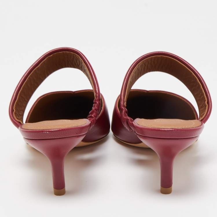 Pre Owned Malone Souliers Burgundy Leather Matilda Mules Size 35.5
