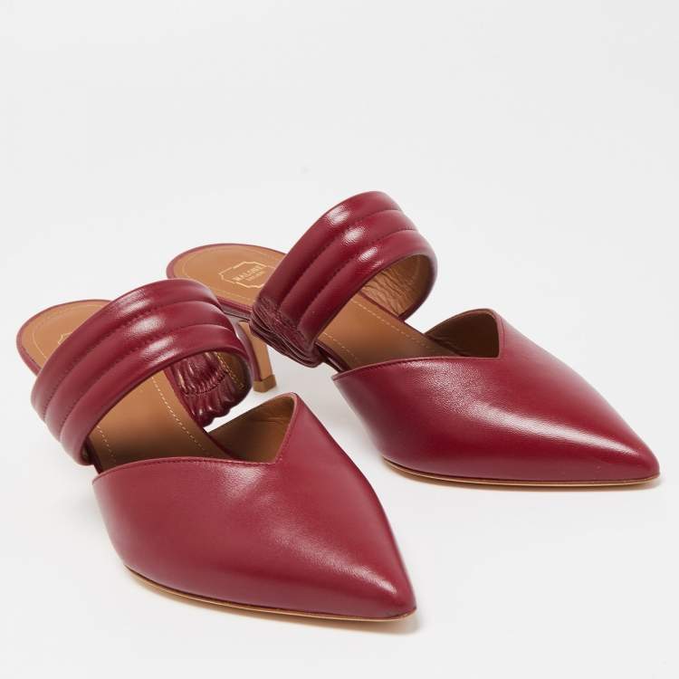 Pre Owned Malone Souliers Burgundy Leather Matilda Mules Size 35.5