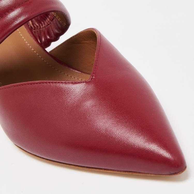 Pre Owned Malone Souliers Burgundy Leather Matilda Mules Size 35.5