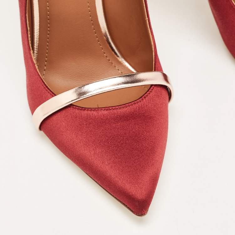 Pre Owned Malone Souliers Burgundy Satin Maureen  Sandals Size 37