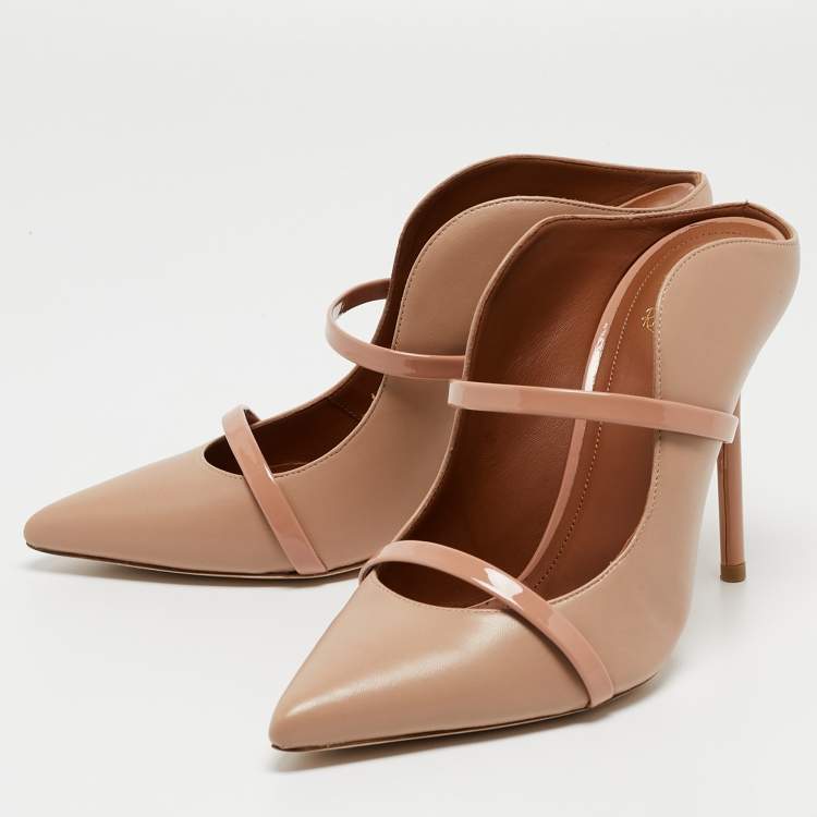 Pre Owned Malone Souliers Beige Leather Maureen Mules Size 38