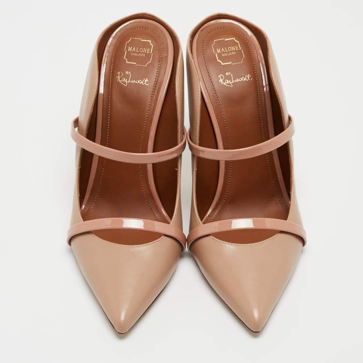 Pre Owned Malone Souliers Beige Leather Maureen Mules Size 38