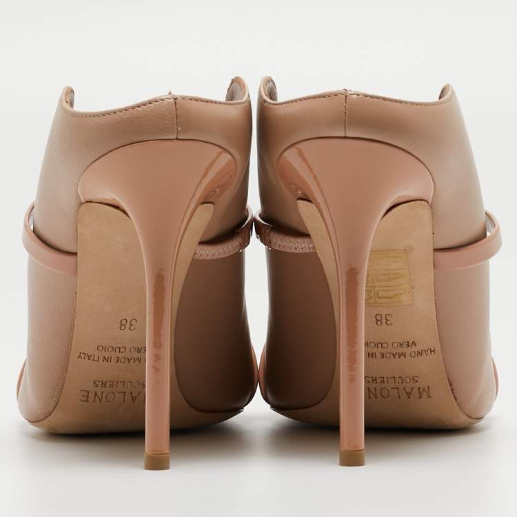 Pre Owned Malone Souliers Beige Leather Maureen Mules Size 38