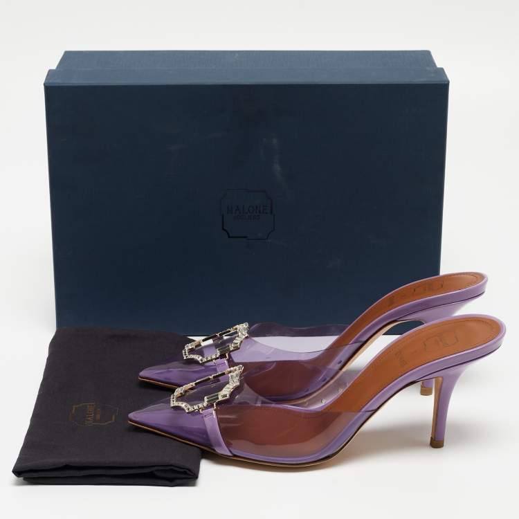 Pre Owned Malone Souliers Purple PVC and Patent Missy  Mules Size 38