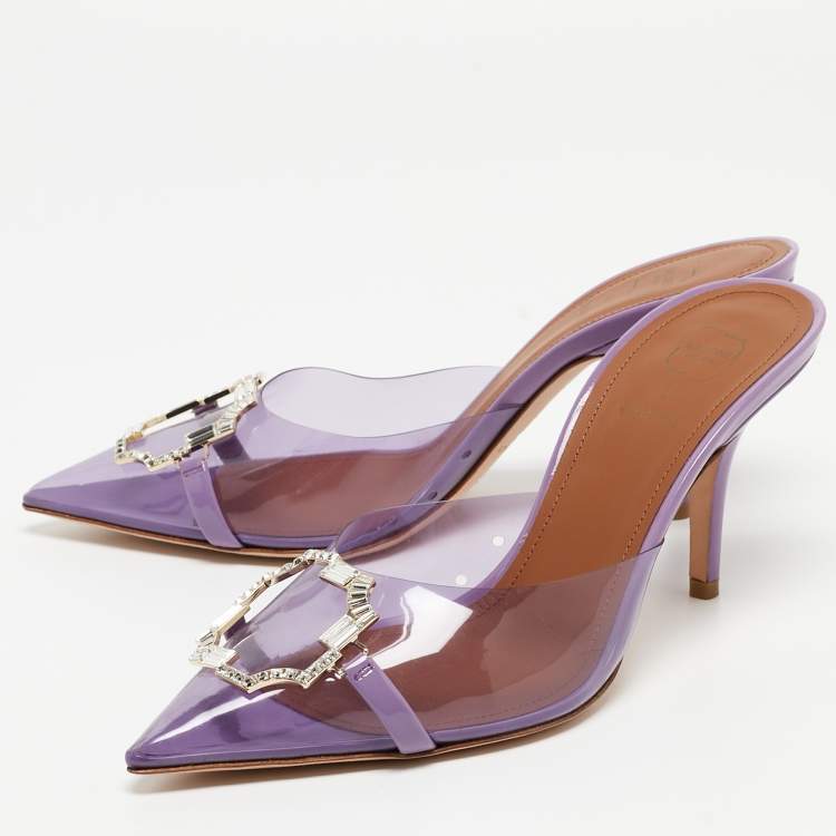 Pre Owned Malone Souliers Purple PVC and Patent Missy  Mules Size 38