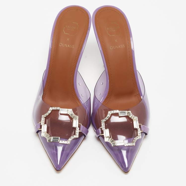 Pre Owned Malone Souliers Purple PVC and Patent Missy  Mules Size 38