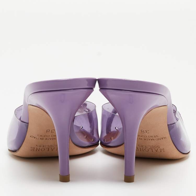 Pre Owned Malone Souliers Purple PVC and Patent Missy  Mules Size 38