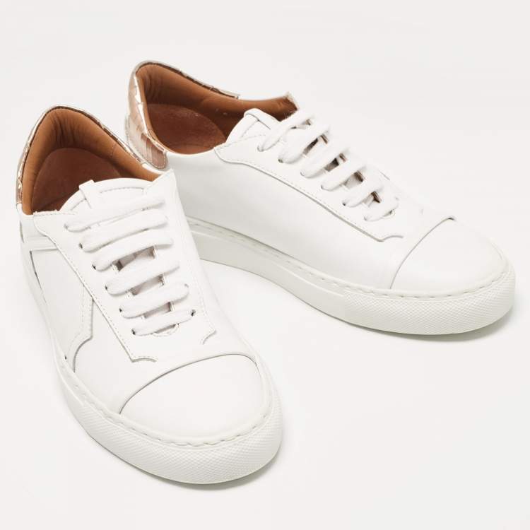Pre Owned Malone Souliers White/Rose Gold Leather Musa Sneakers Size 36