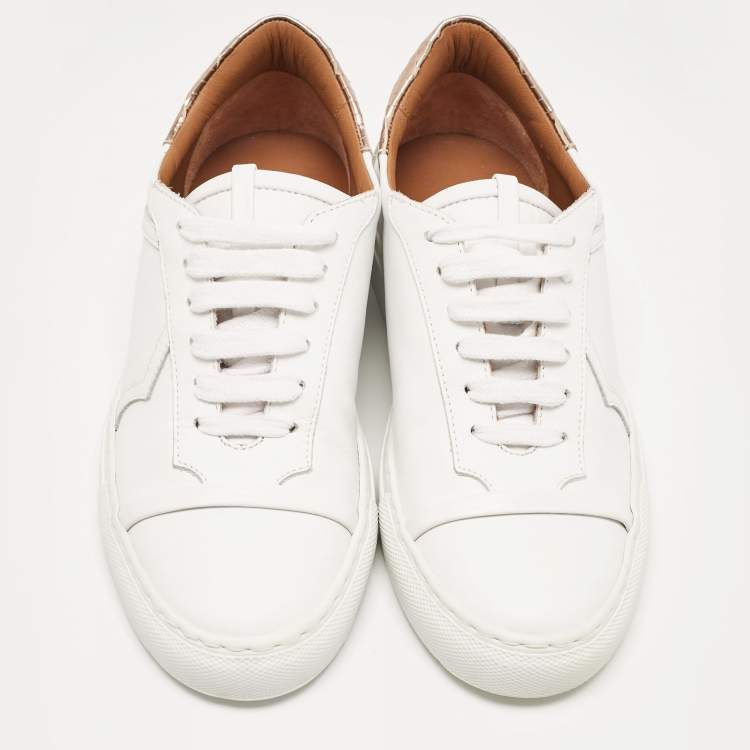 Pre Owned Malone Souliers White/Rose Gold Leather Musa Sneakers Size 36