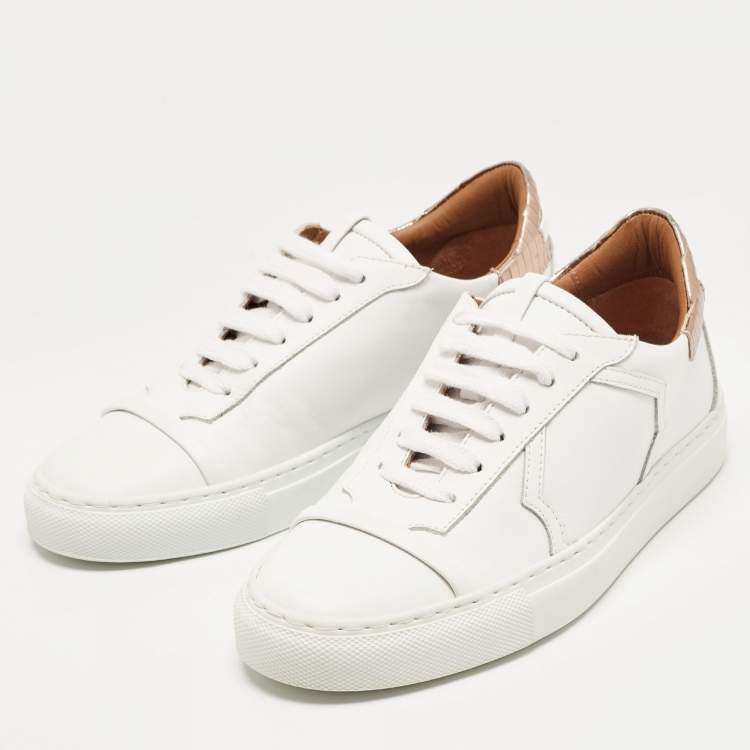 Pre Owned Malone Souliers White/Rose Gold Leather Musa Sneakers Size 36