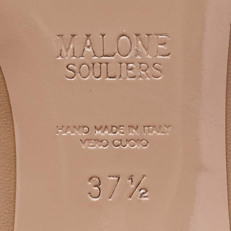 Pre Owned Malone Souliers Brown/Rose Gold Leather Maureen Mules Size 37.5