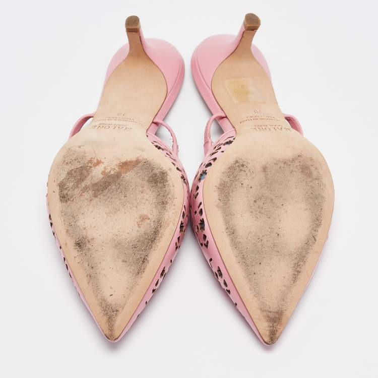 Pre Owned Malone Souliers Pink Leather Maureen Mules Size 38