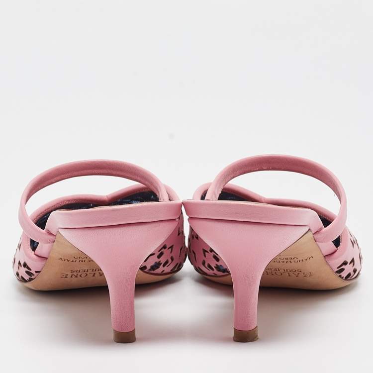 Pre Owned Malone Souliers Pink Leather Maureen Mules Size 38