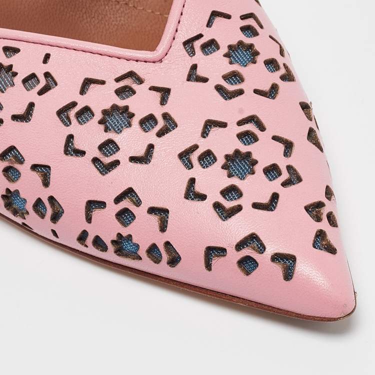Pre Owned Malone Souliers Pink Leather Maureen Mules Size 38