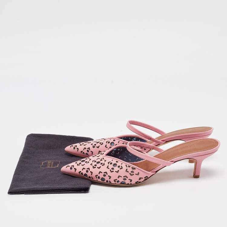 Pre Owned Malone Souliers Pink Leather Maureen Mules Size 38