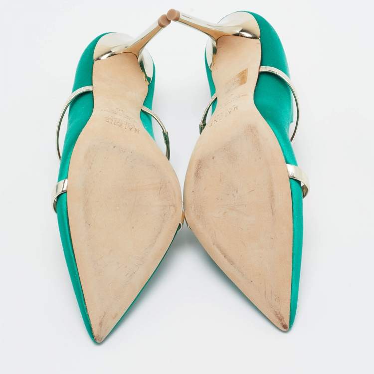 مملوكة مسبقًا Malone Souliers Green Satin Maureen Mules Size 40