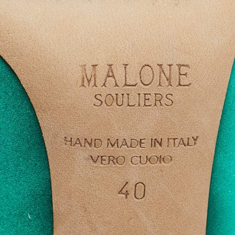 مملوكة مسبقًا Malone Souliers Green Satin Maureen Mules Size 40