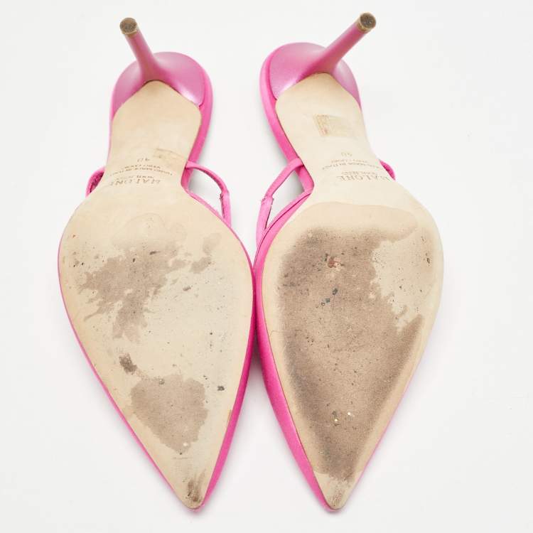 Pre Owned Malone Souliers Pink Satin Fara Mules Size 40