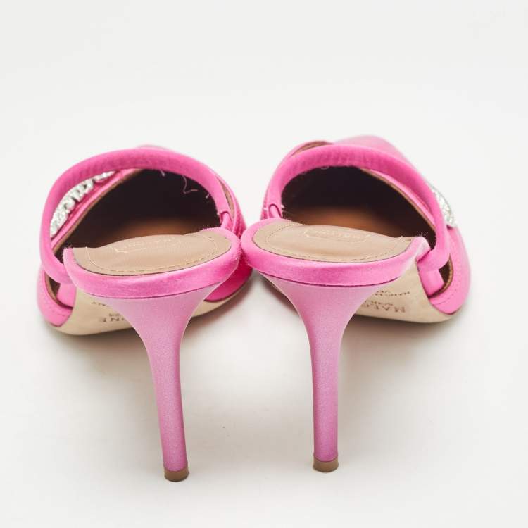 Pre Owned Malone Souliers Pink Satin Fara Mules Size 40
