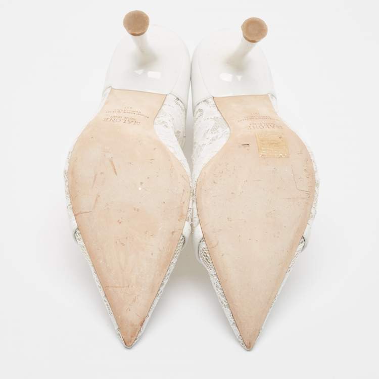 Pre Owned Malone Souliers White Lace and Leather Ankle Boots Size 40