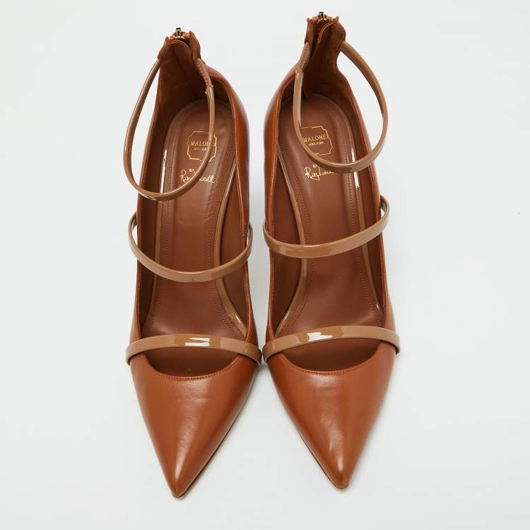 Pre Owned Malone Souliers Tan Leather Robyn Strappy Pumps Size 41