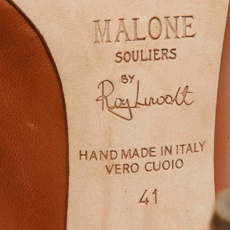 Pre Owned Malone Souliers Tan Leather Robyn Strappy Pumps Size 41