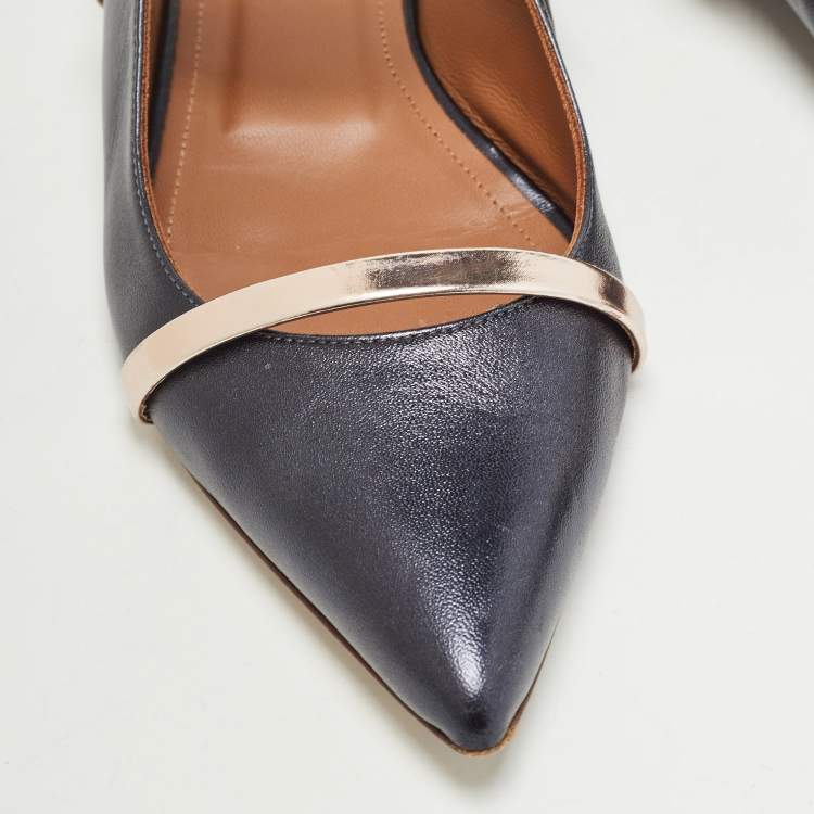 مملوكة مسبقًا Malone Souliers Navy Blue Leather Maureen Mules Size 39