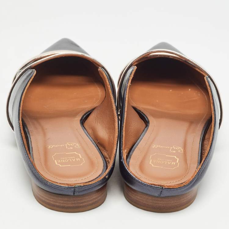 مملوكة مسبقًا Malone Souliers Navy Blue Leather Maureen Mules Size 39