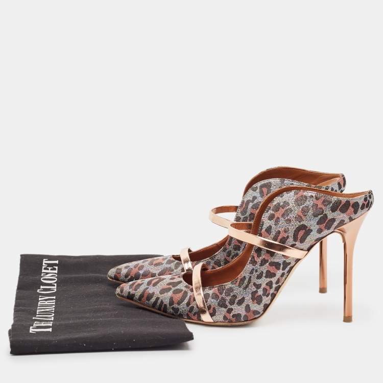 Pre Owned Malone Souliers Multicolor Canvas and Leather Maureen Mules Size 38.5