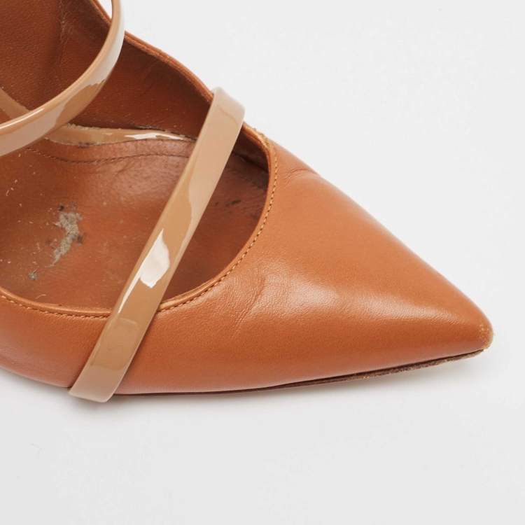 Pre Owned Malone Souliers Brown Leather Robyn Ankle Strap Pumps Size 37.5