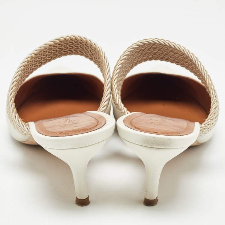 Pre Owned Malone Souliers Cream Leather and Elastic Maisie Mules Size 40