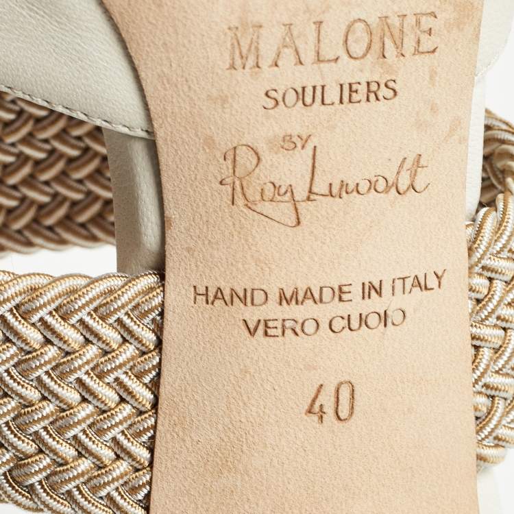 Pre Owned Malone Souliers Cream Leather and Elastic Maisie Mules Size 40