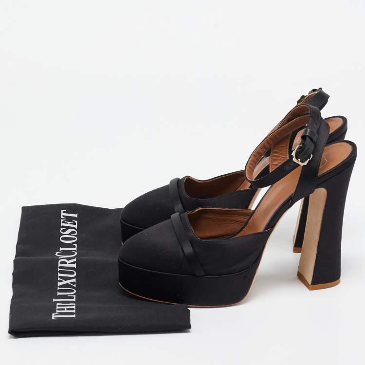 Pre Owned Malone Souliers Black Satin Mora Pumps Size 40
