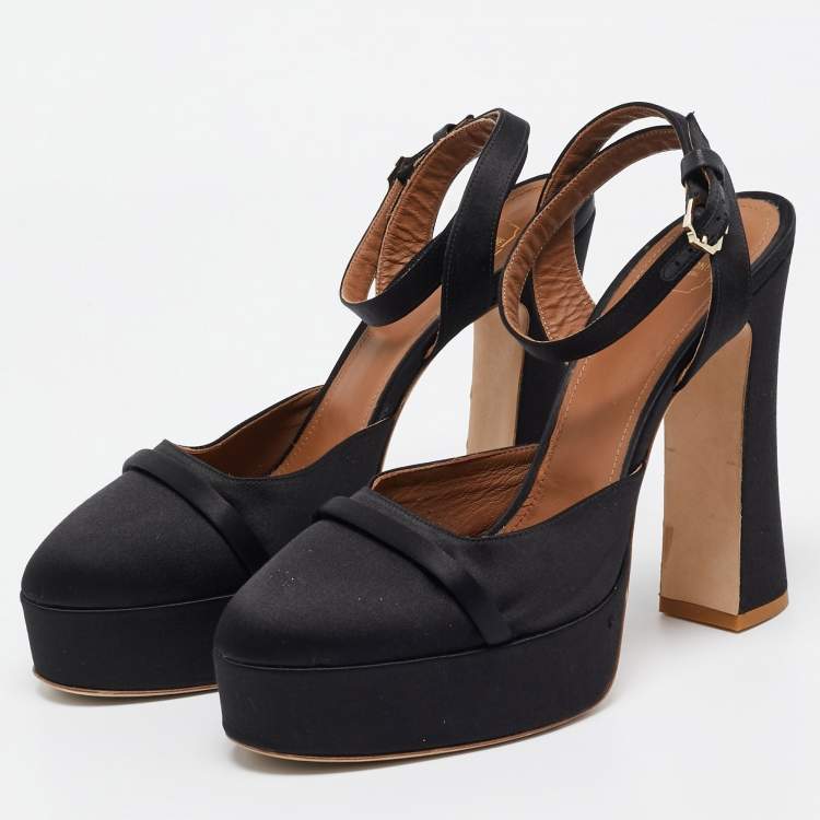 Pre Owned Malone Souliers Black Satin Mora Pumps Size 40