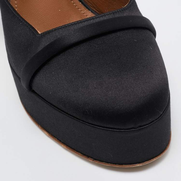 Pre Owned Malone Souliers Black Satin Mora Pumps Size 40