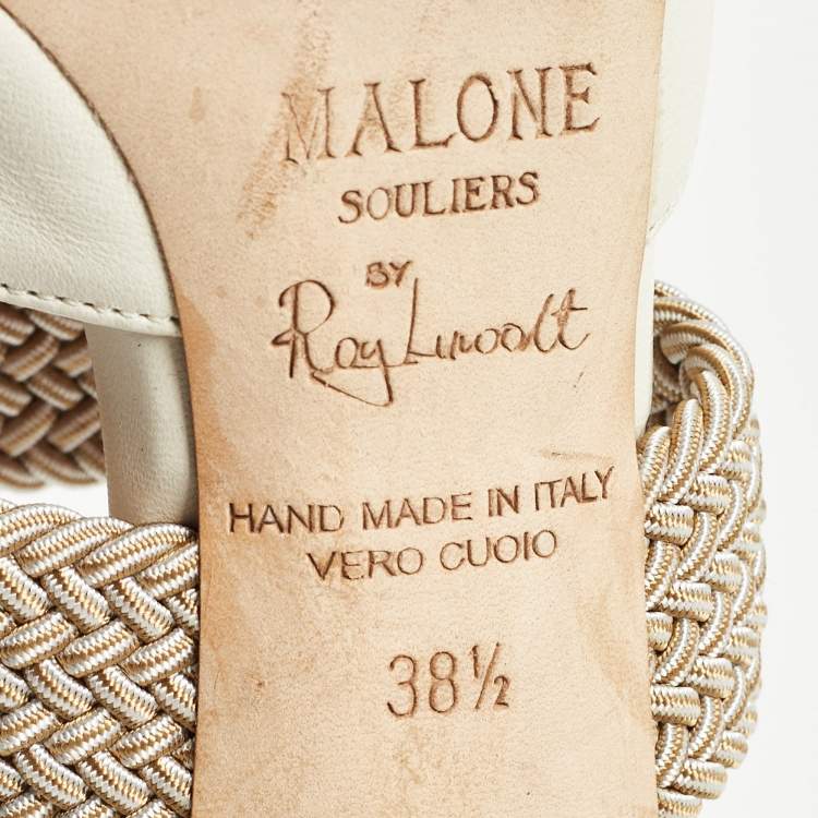 Pre Owned Malone Souliers White Leather Maisie Mules Size 38.5