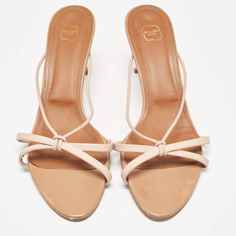 Pre Owned Malone Souliers Pink Leather Kenia Sandals Size 41
