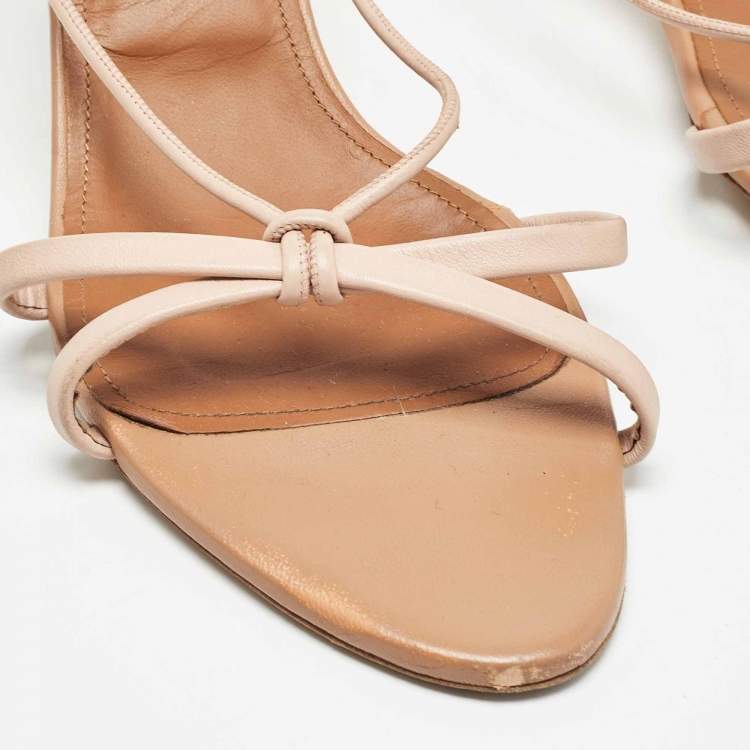 Pre Owned Malone Souliers Pink Leather Kenia Sandals Size 41