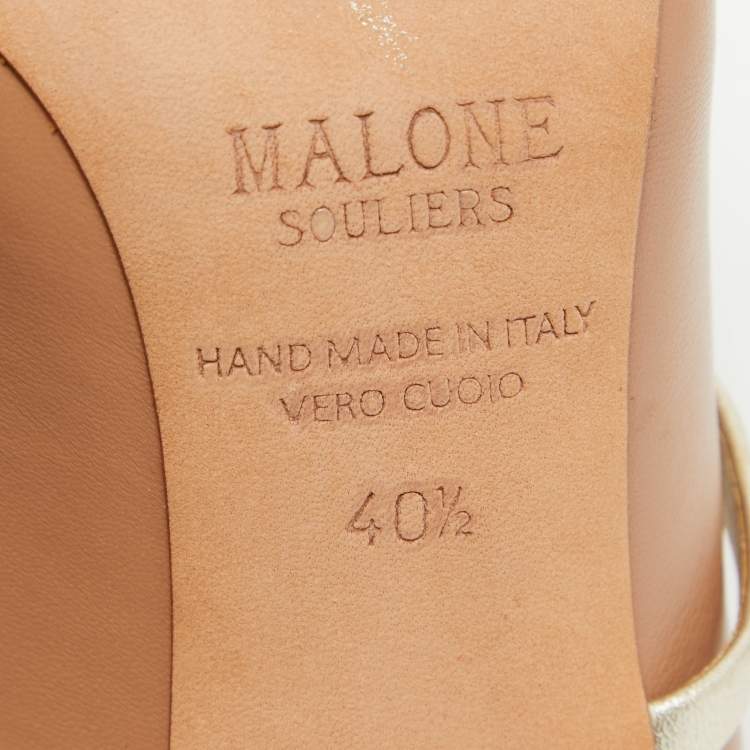 Pre Owned Malone Souliers Beige/Gold Leather Maureen Mules Size 40.5
