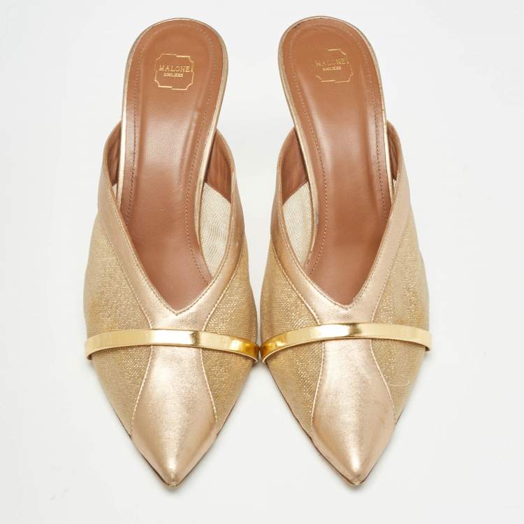 Pre Owned Malone Souliers Two Tone Mesh and Leather Bobbi Mules Size 41