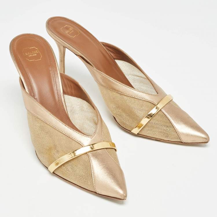 Pre Owned Malone Souliers Two Tone Mesh and Leather Bobbi Mules Size 41