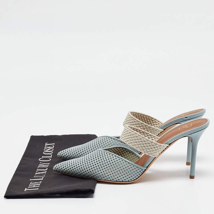 Pre Owned Malone Souliers Blue Perforated Leather Maisie Mules Size 41